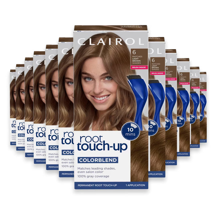 Clairol Root Touch-Up Permanent Hair Color Kit, 6 Light Brown - 12 Pack