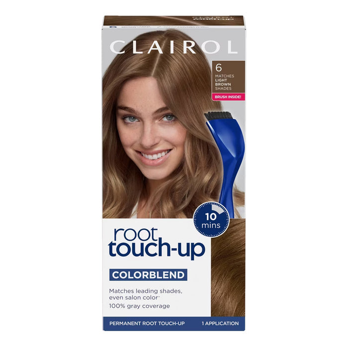 Clairol Root Touch-Up Permanent Hair Color Kit, 6 Light Brown - 12 Pack