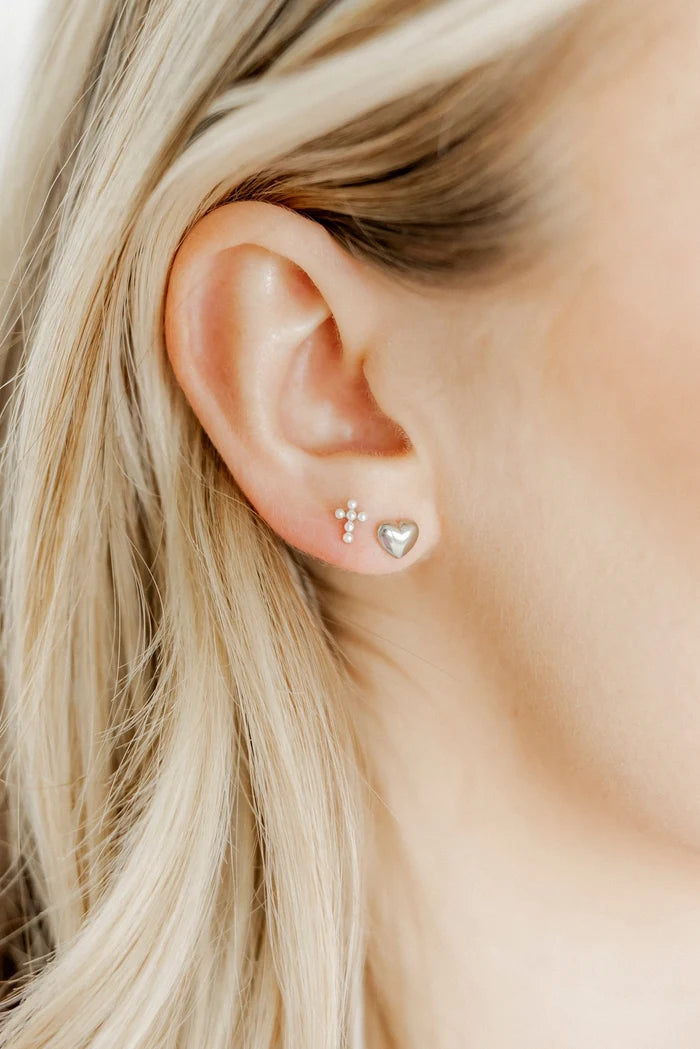 Clara Cross Pearl Screwback Earring
