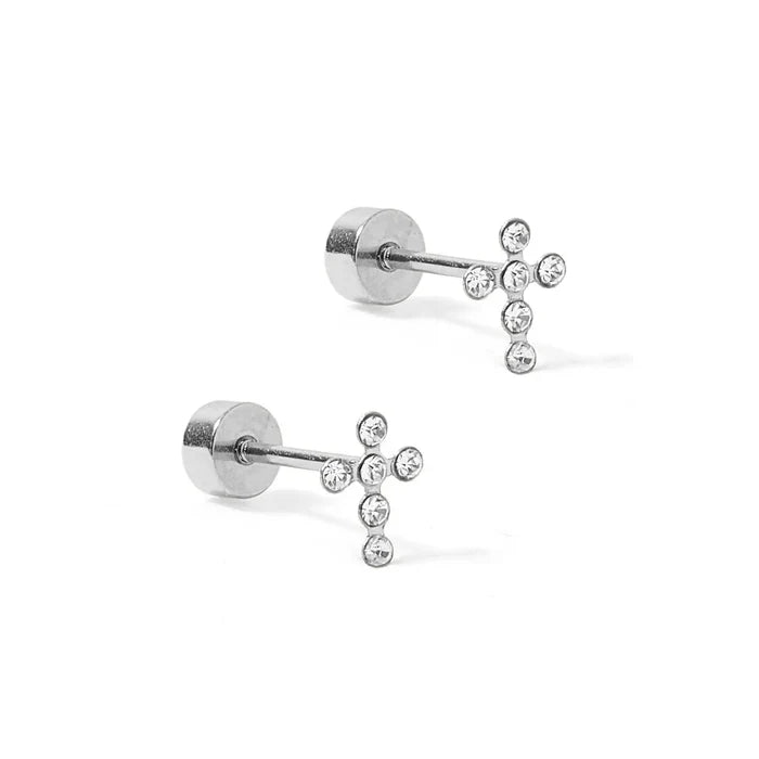 Clara Cross Stud Screwback Earring