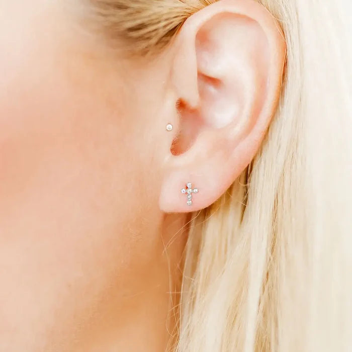 Clara Cross Stud Screwback Earring