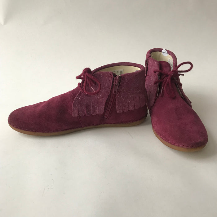 Clarks size UK 2 burgundy leather boots