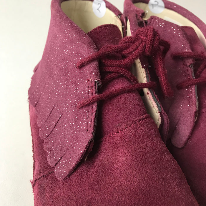 Clarks size UK 2 burgundy leather boots