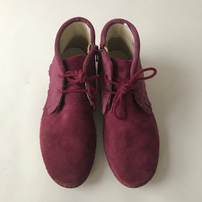 Clarks size UK 2 burgundy leather boots