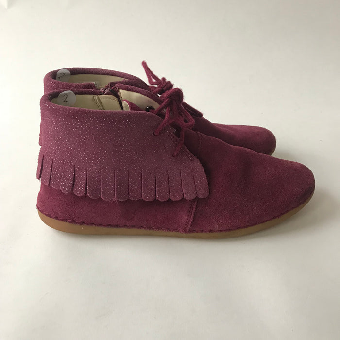 Clarks size UK 2 burgundy leather boots