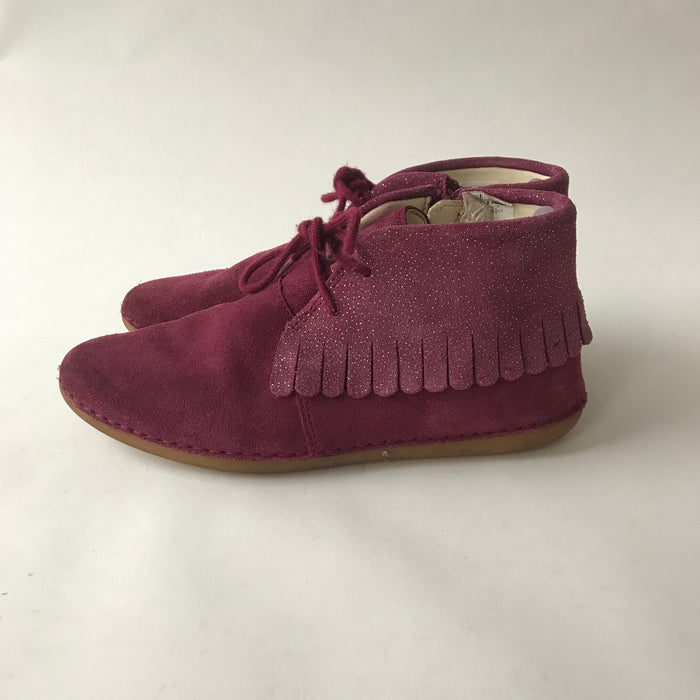 Clarks size UK 2 burgundy leather boots