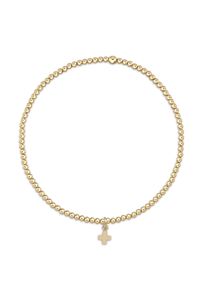 Classic Gold 2mm Bracelet - Signature Cross Small Gold Charm