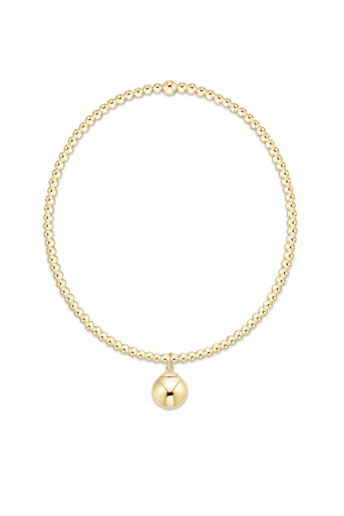 Classic Gold 2mm Bracelet- Classic Gold 8mm Charm