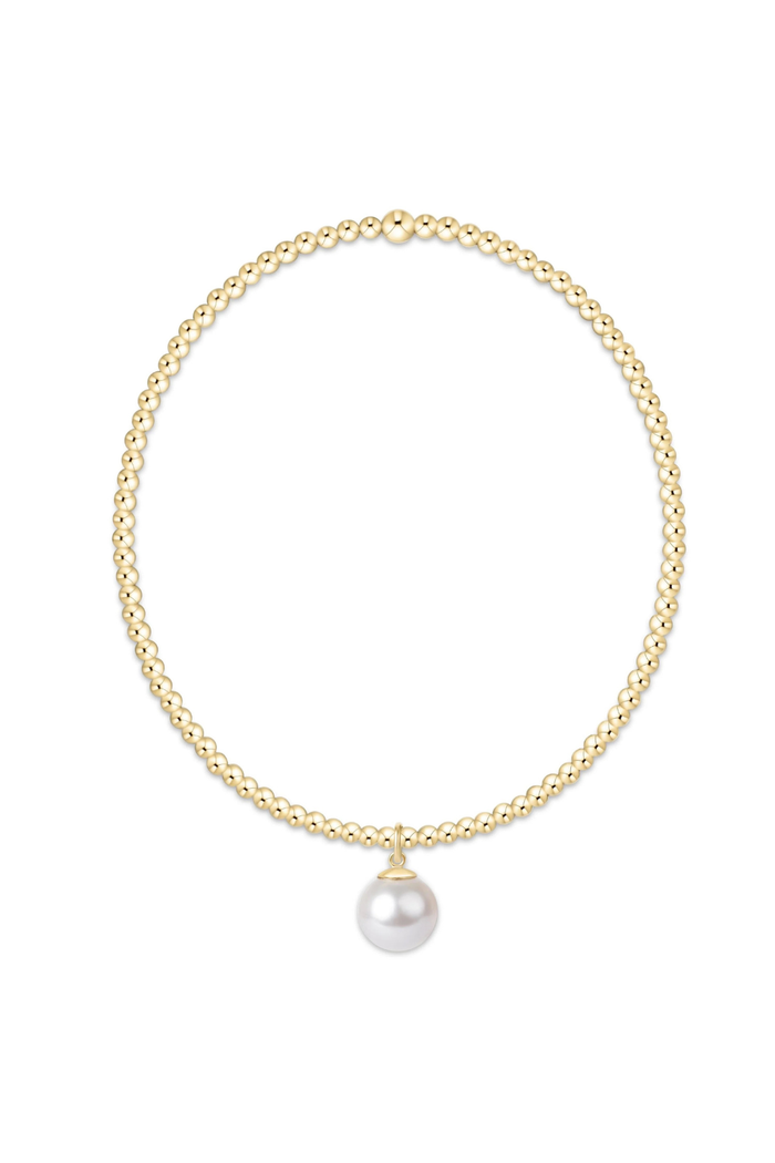 Classic Gold 2mm Bracelet- Pearl 8mm Charm