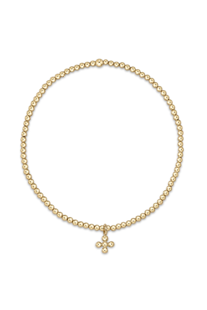 Classic Gold 2mm Bracelet- Signature Cross Small Charm
