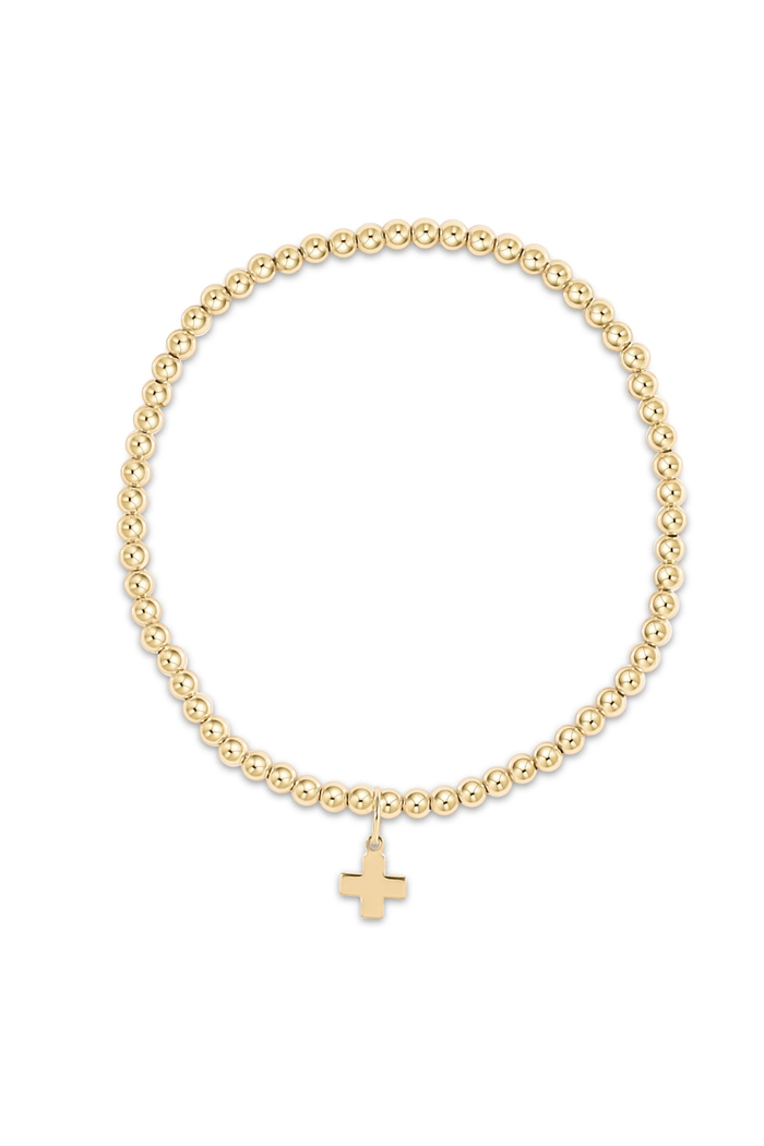 Classic Gold 3mm Bracelet - Signature Cross Gold Charm