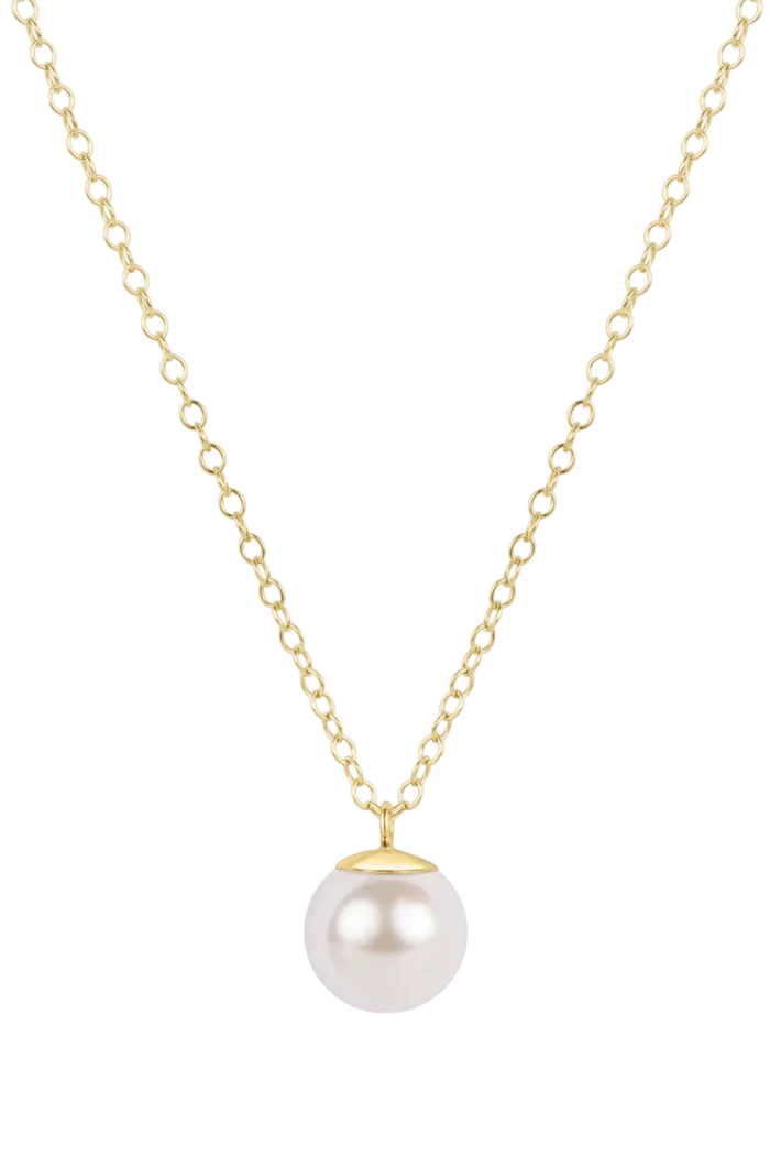Classic Pearl 10mm Charm 16" Necklace Gold