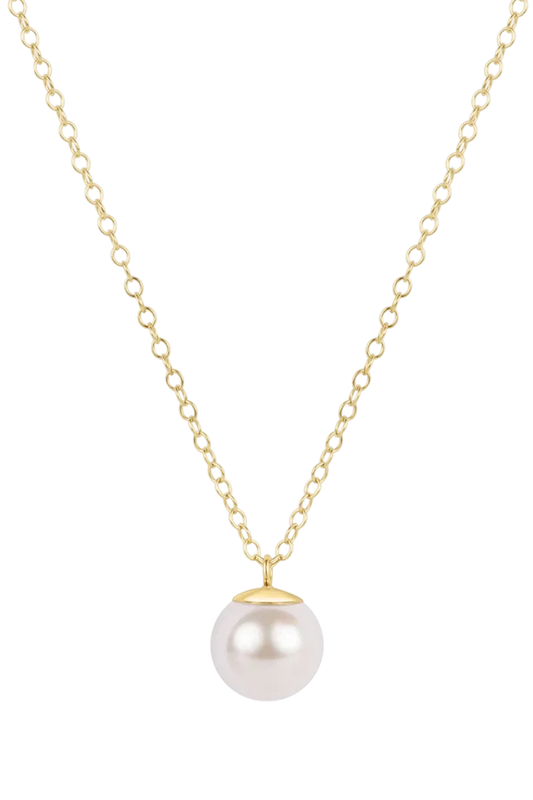 Classic Pearl 10mm Charm 16" Necklace Gold