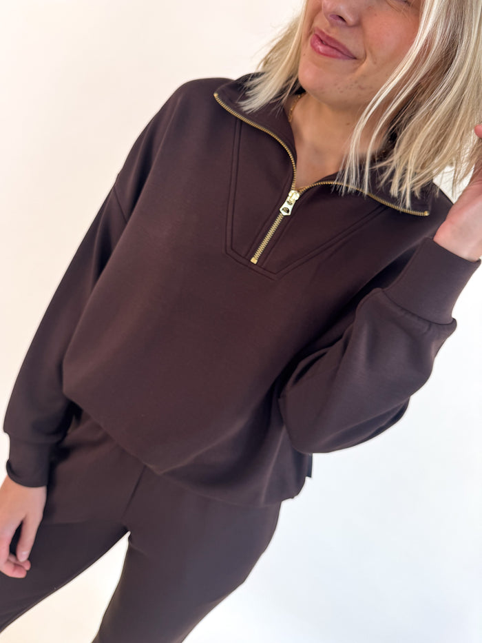 Varley Coffee Bean Hawley Half Zip – women's sweatshirt
