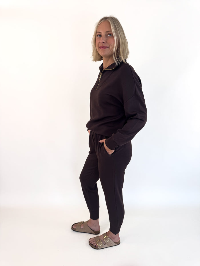 Varley Coffee Bean Hawley Half Zip – women's sweatshirt