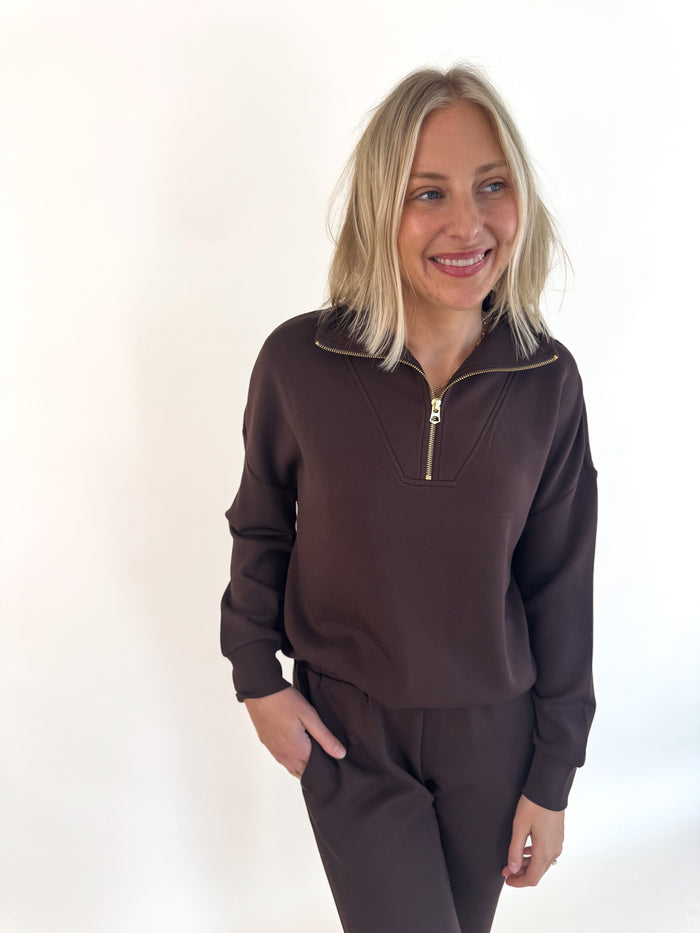 Varley Coffee Bean Hawley Half Zip – women's sweatshirt