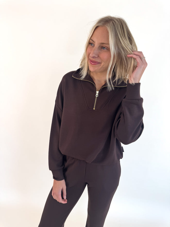 Varley Coffee Bean Hawley Half Zip – women's sweatshirt