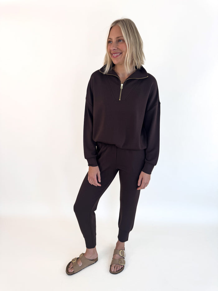 Varley Coffee Bean Hawley Half Zip – women's sweatshirt