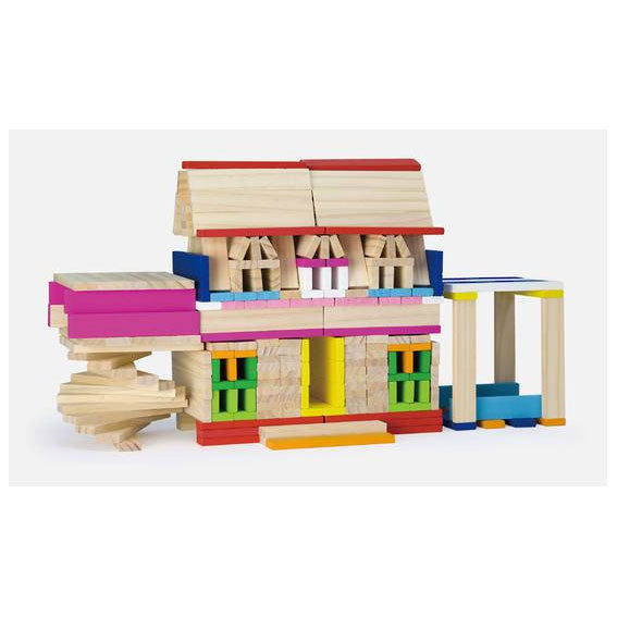 Viga Coloured Wooden Construction Set (250pc) | Koop.co.nz