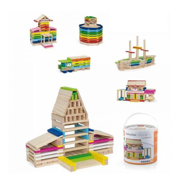 Viga Coloured Wooden Construction Set (250pc) | Koop.co.nz