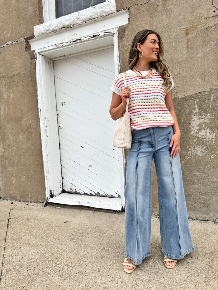 Fate Contrast Stitch High Rise Wide Leg Denim – women's denim