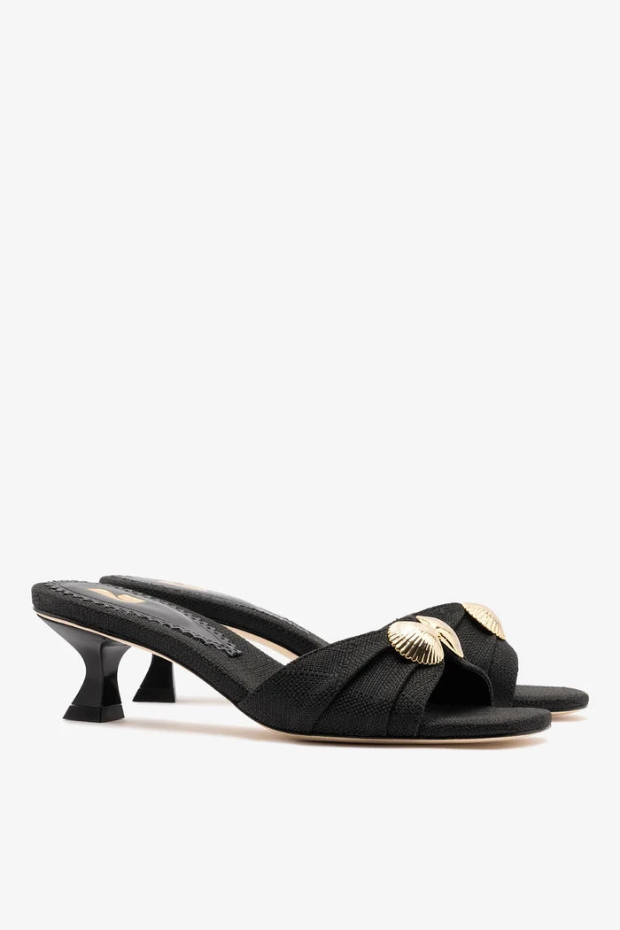 Coquile Mule Black Raffia Mule Larroudé
