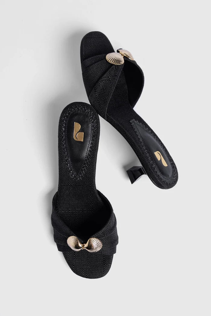 Coquile Mule Black Raffia Mule Larroudé