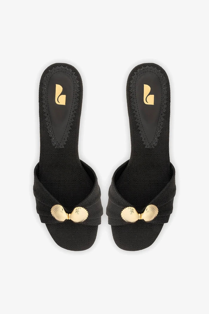 Coquile Mule Black Raffia Mule Larroudé