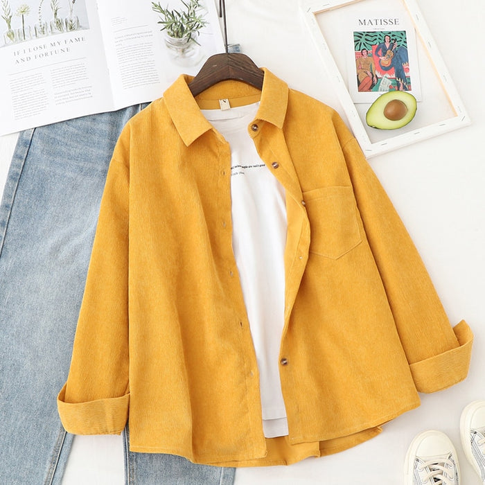 Corduroy Boyfriend-Style Shirt for Women