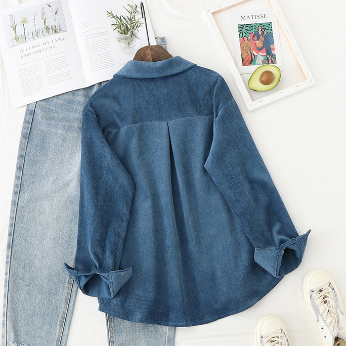 Corduroy Boyfriend-Style Shirt for Women