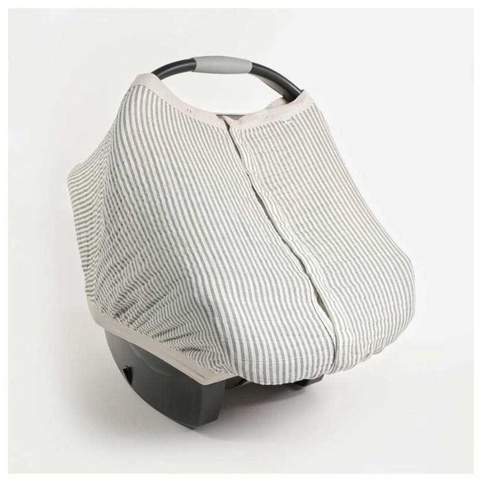 Little Unicorn Cotton Muslin Car Seat Canopy - Grey Stripe | Koop.co.nz