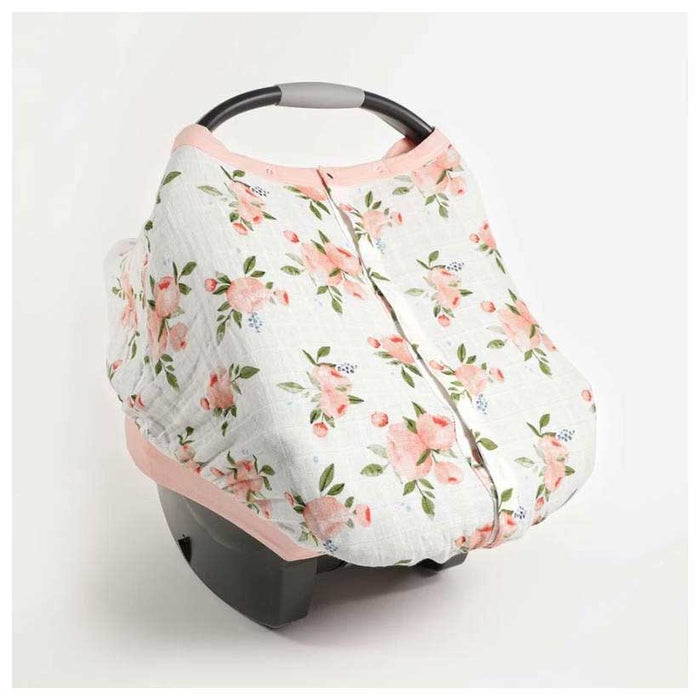 Little Unicorn Cotton Muslin Car Seat Canopy - Watercolour Roses | Koop.co.nz