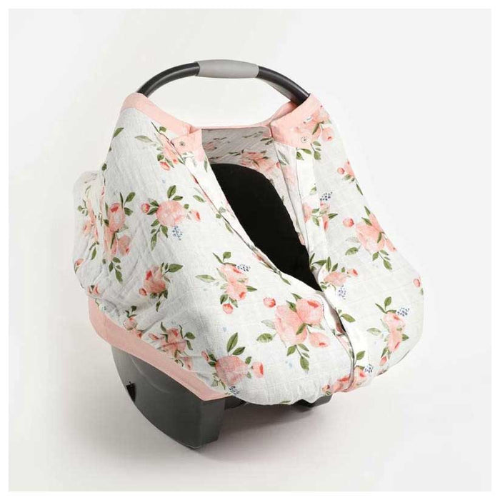 Little Unicorn Cotton Muslin Car Seat Canopy - Watercolour Roses | Koop.co.nz