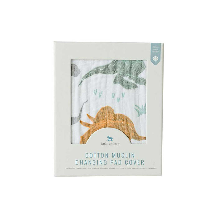 Little Unicorn Cotton Muslin Changing Pad Cover - Dino Friends | Koop.co.nz