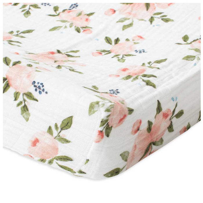 Little Unicorn Cotton Muslin Changing Pad Cover - Watercolour Roses | Koop.co.nz