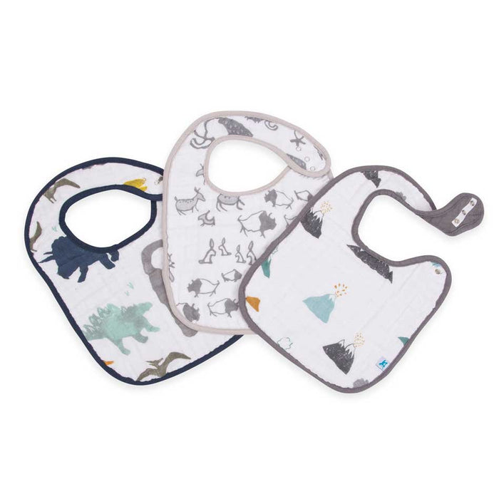 Little Unicorn Cotton Muslin Classic Bib 3pk - Dino Friends | Koop.co.nz