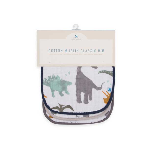 Little Unicorn Cotton Muslin Classic Bib 3pk - Dino Friends | Koop.co.nz