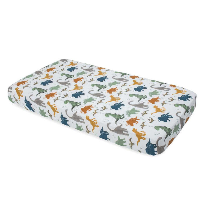 Little Unicorn Cotton Muslin Fitted Cot Sheet – Dino Friends | Koop.co.nz