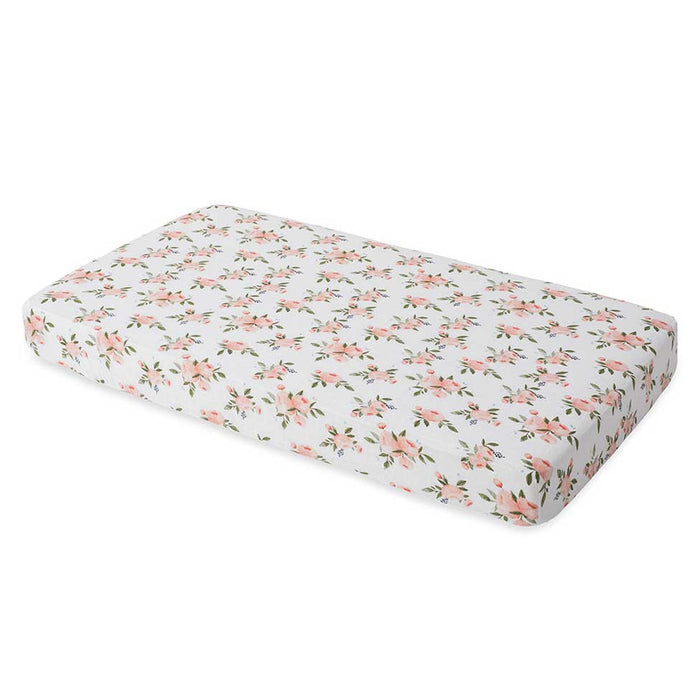 Little Unicorn Cotton Muslin Fitted Cot Sheet – Watercolour Roses | Koop.co.nz
