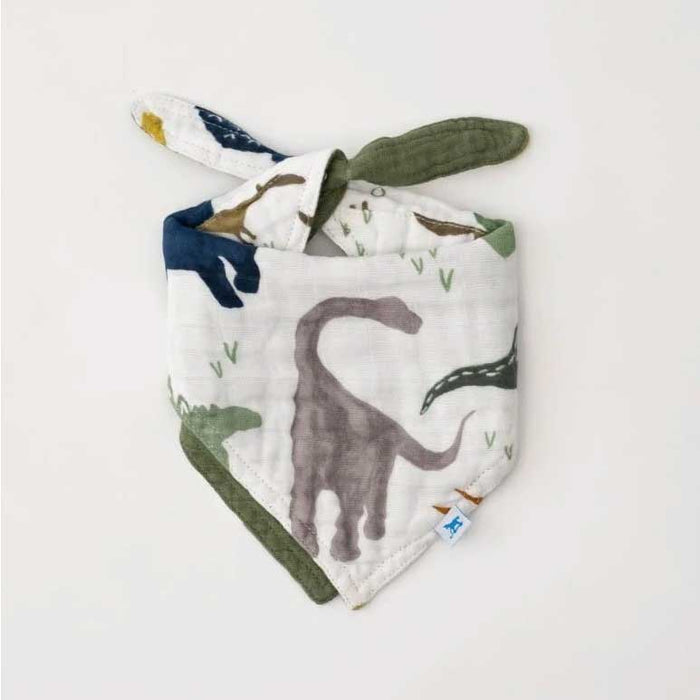 Little Unicorn Cotton Muslin Reversible Bandana Bib - Dino Friends | Koop.co.nz