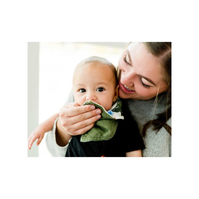 Little Unicorn Cotton Muslin Reversible Bandana Bib - Dino Friends | Koop.co.nz