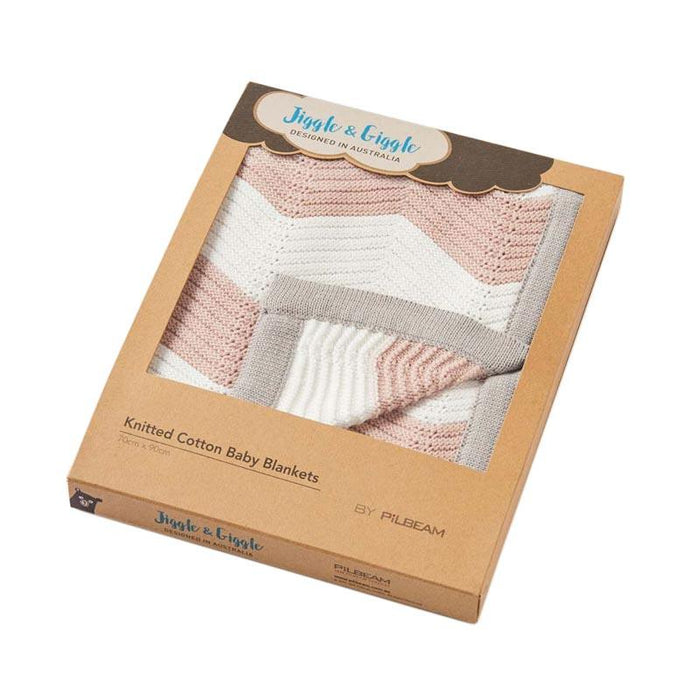 Jiggle & Giggle Cotton Zigzag Baby Blanket - Pink | Koop.co.nz