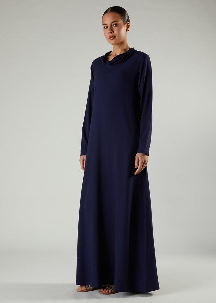 Cowl Neck Abaya Navy