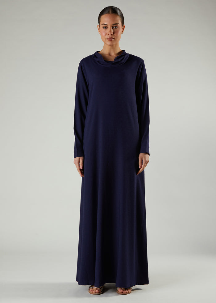 Cowl Neck Abaya Navy