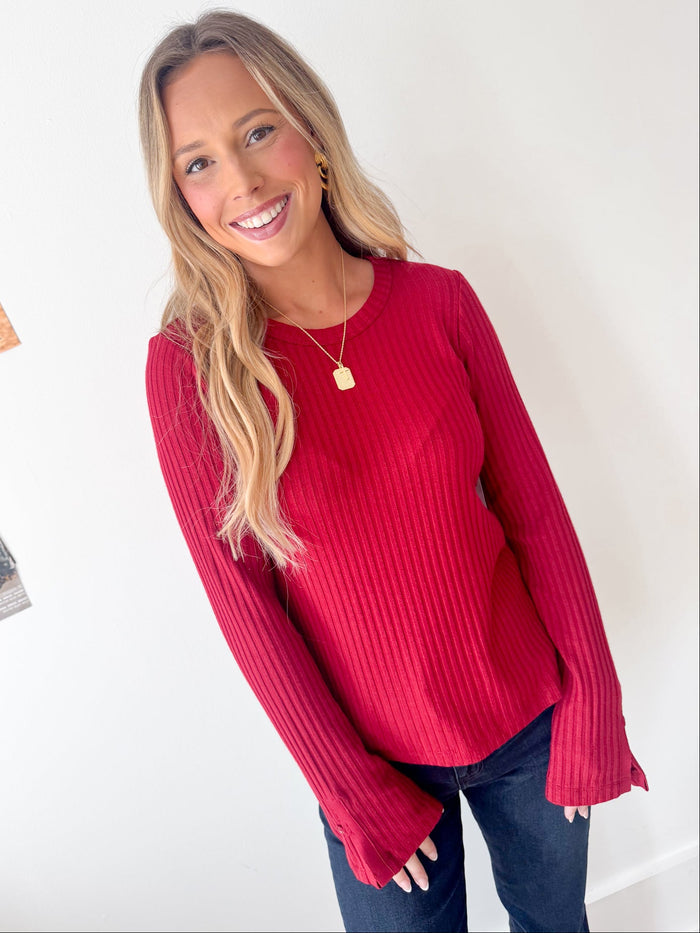 Liverpool Cranberry Scoop Neck Sweater – women's long sleeve tee