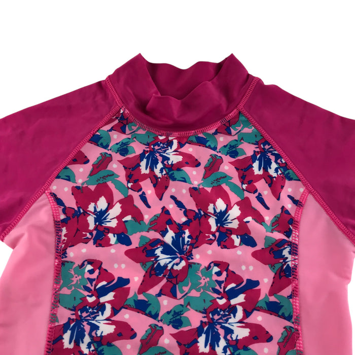 Crane 5-6 years pink floral short sleeve swim top