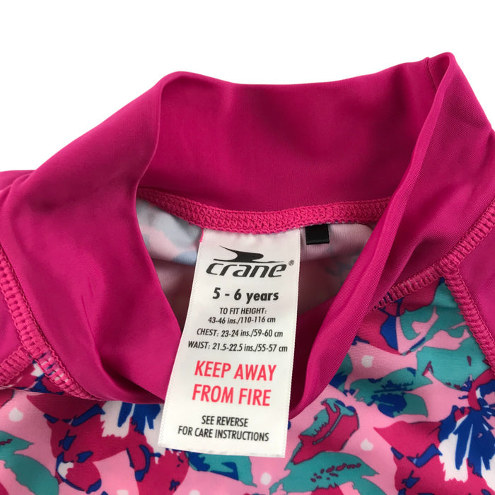 Crane 5-6 years pink floral short sleeve swim top