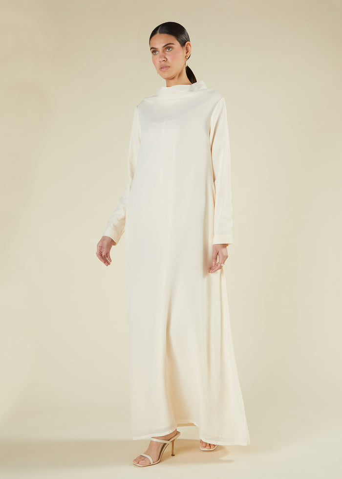 Creamy Cowl Neck Abaya