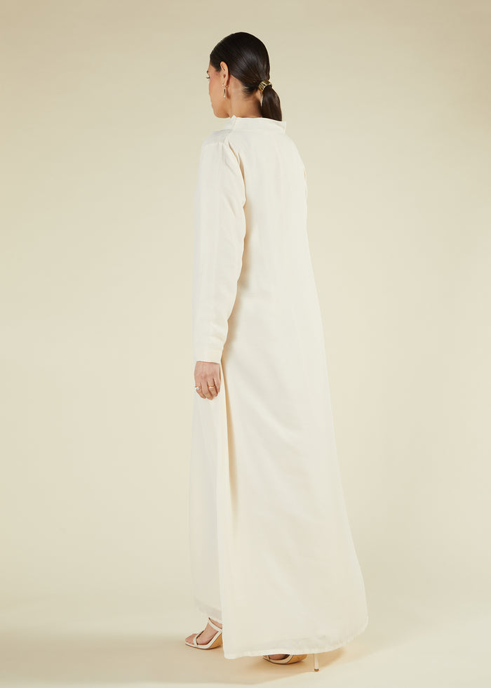 Creamy Cowl Neck Abaya