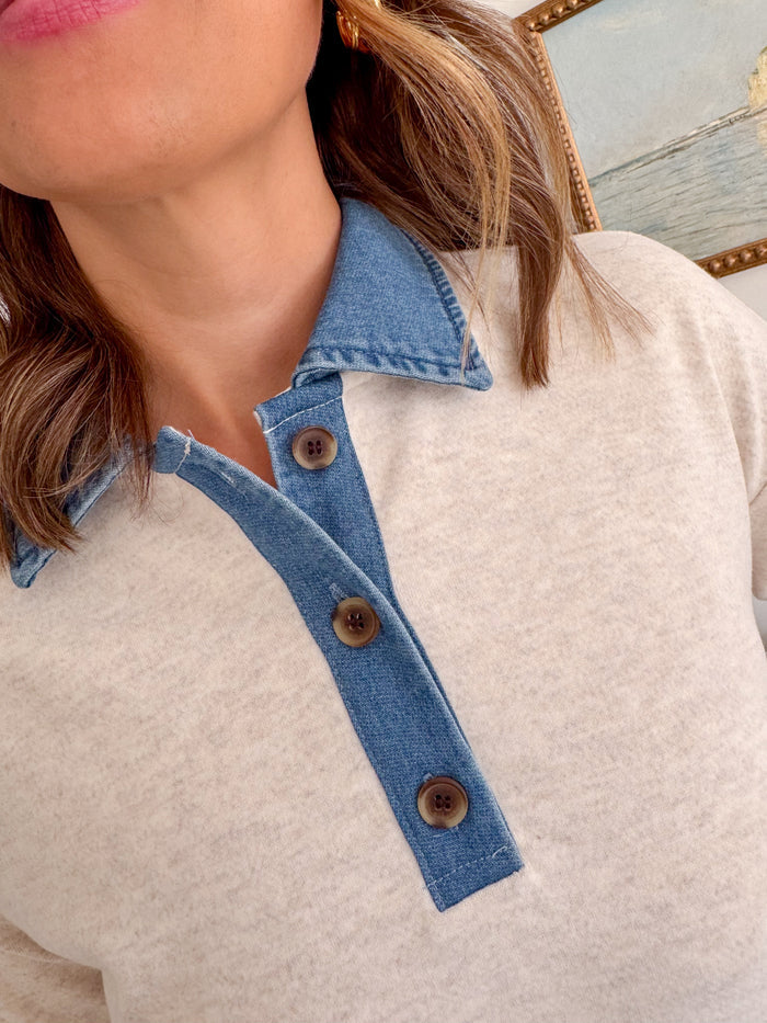 Thread & Supply Crest Heather Oatmeal Pullover – women's sweater